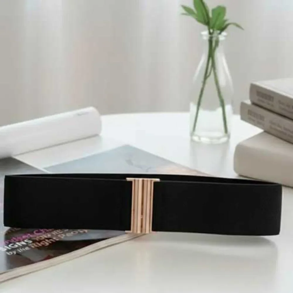 Ladies Fashionable Wide Elastic Ladies Black Belt